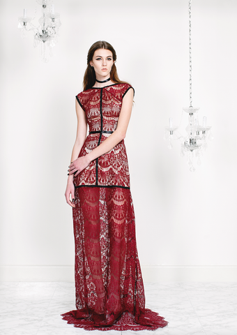 SHEER GOWN WITH APPLIQUE