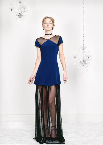 SHEER GOWN WITH APPLIQUE