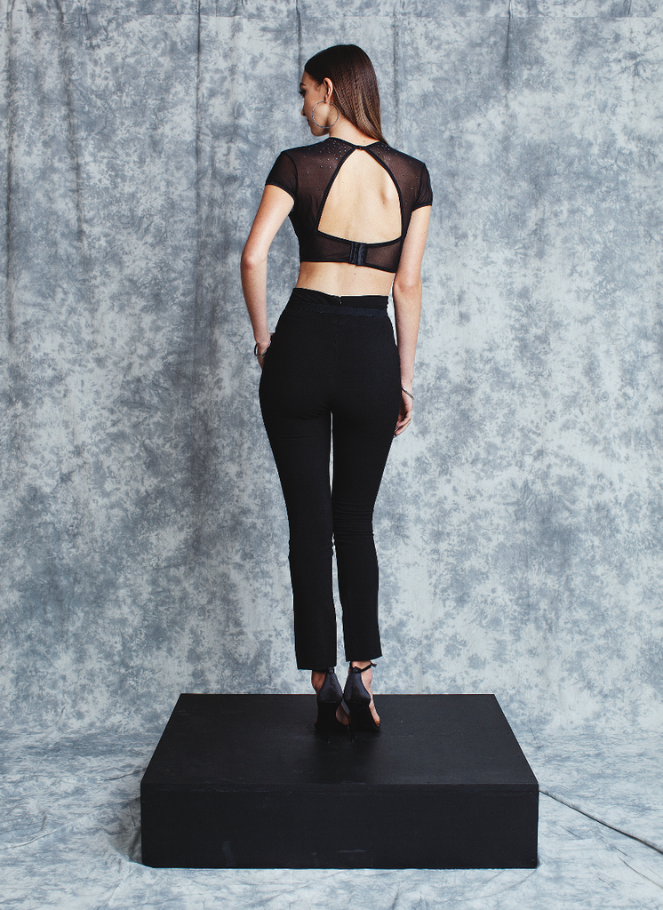 SHEER CROP TOP WITH STONES