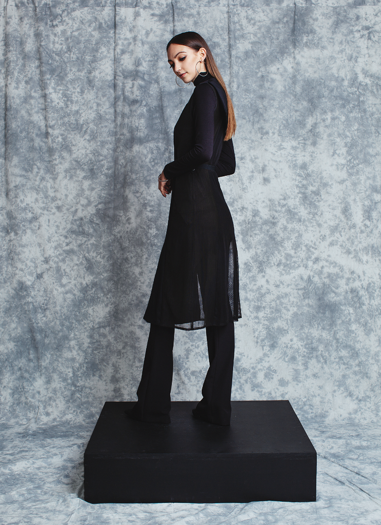 SHEER TRENCH WITH SOLID PANELS